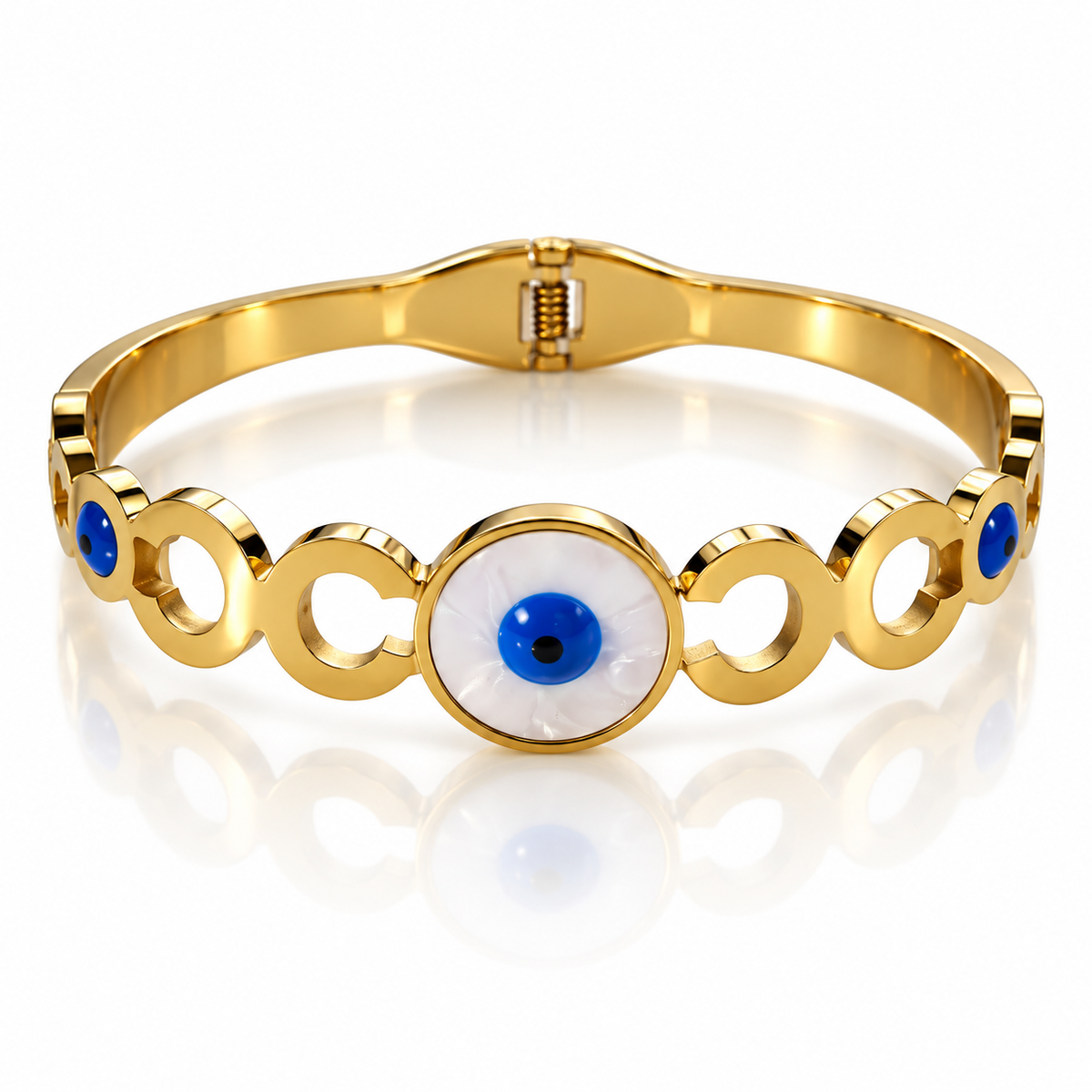 4 Golden Evil Eye Floral Crystal Bangle Bracelet (D)