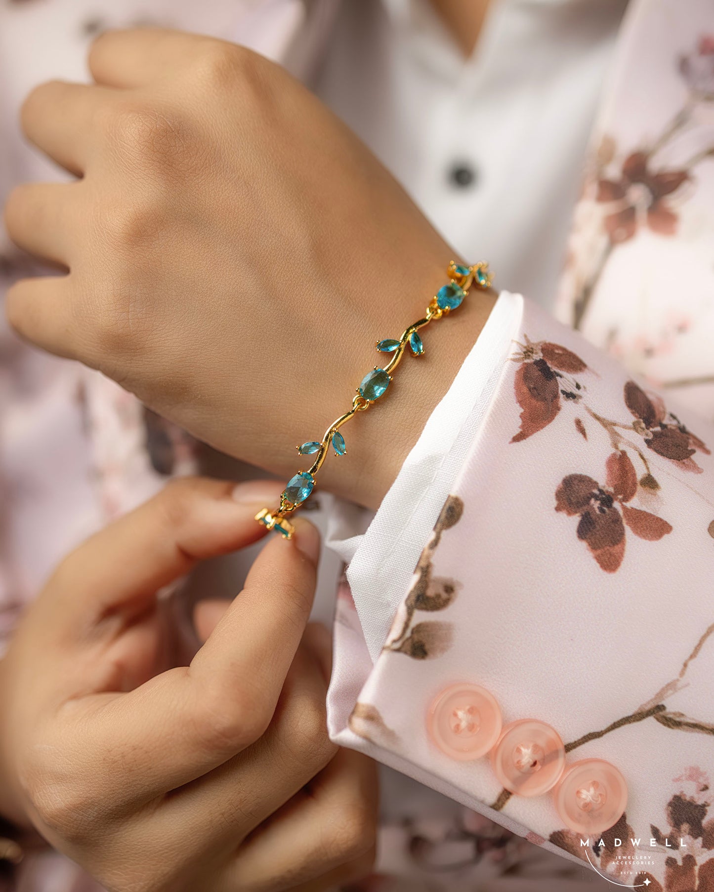 Aqua Vine Crystal Bracelet