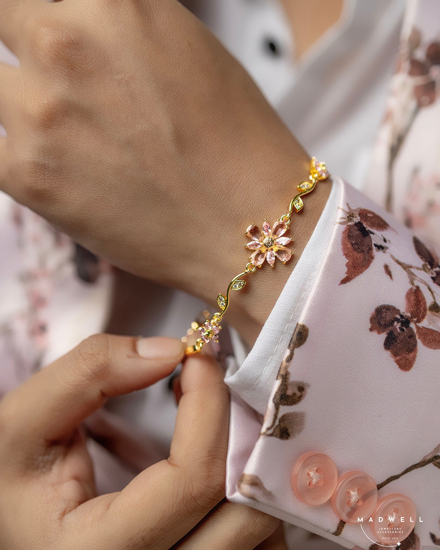 Blush Pink Flower Bracelet