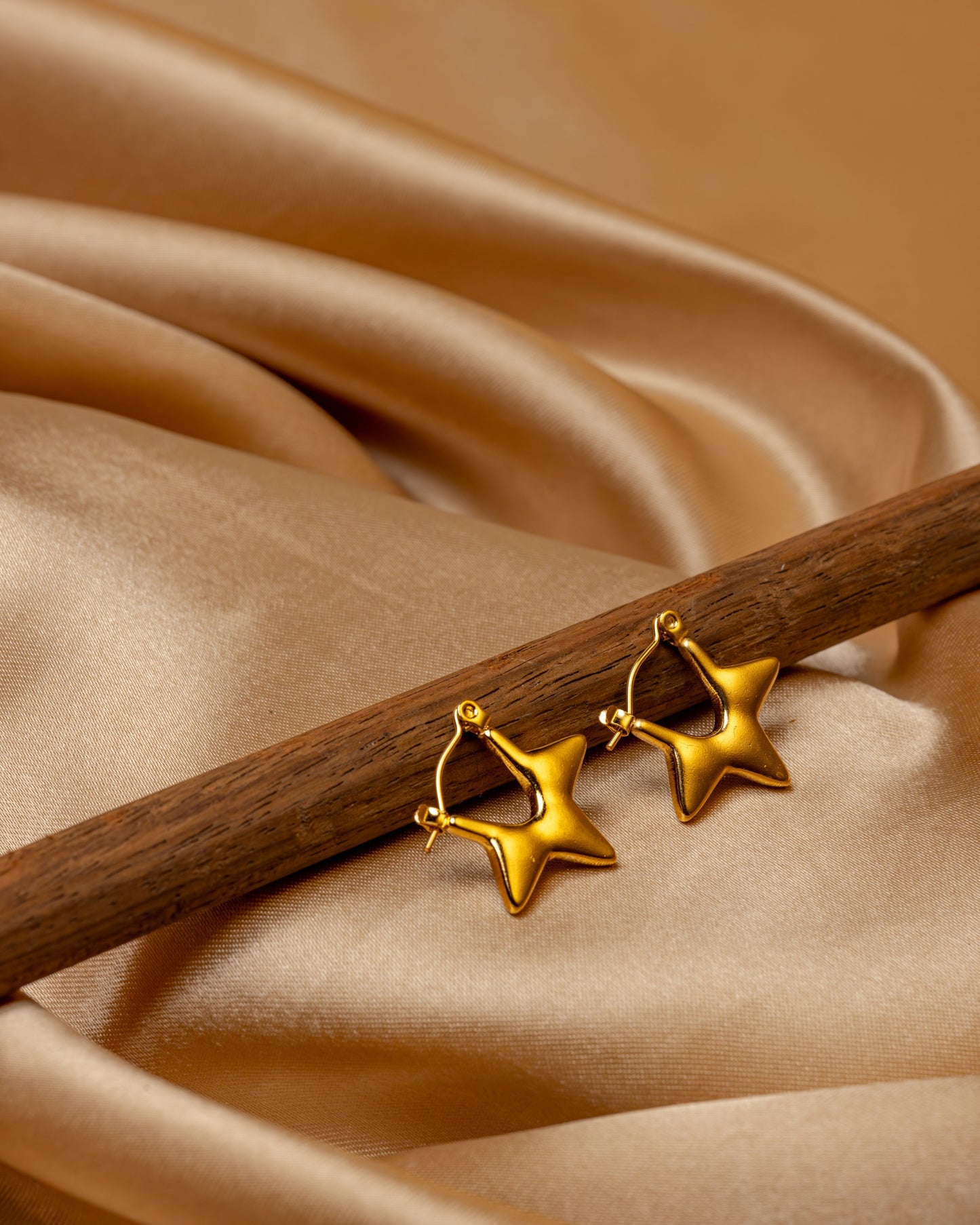 Golden Star Hoop Earrings