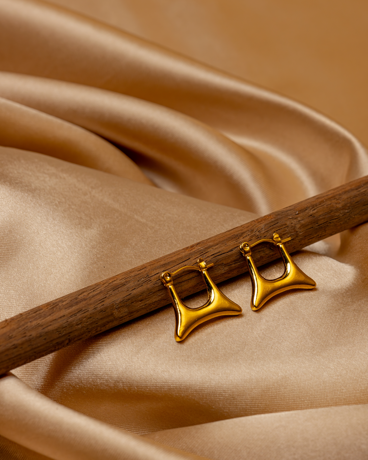 Golden Geometric Arch Hoop Earrings