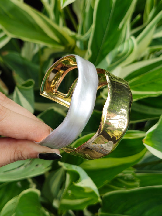 Premium Luna Pearl Wave Cuff Bangle