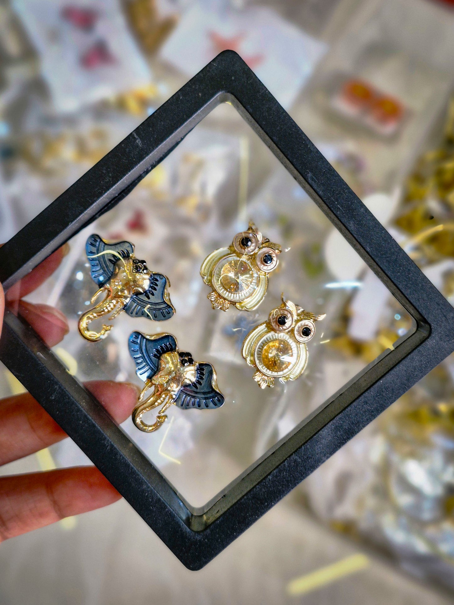 Owl & Elephant Earrings Set
