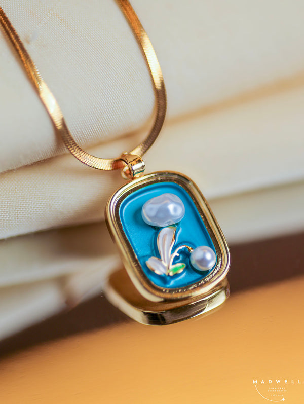 Azure Pearl Bloom Anti-Tarnish Necklace