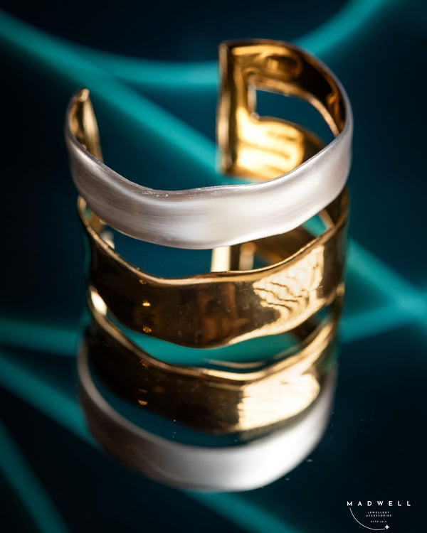 Luna Pearl Wave Cuff Bangle