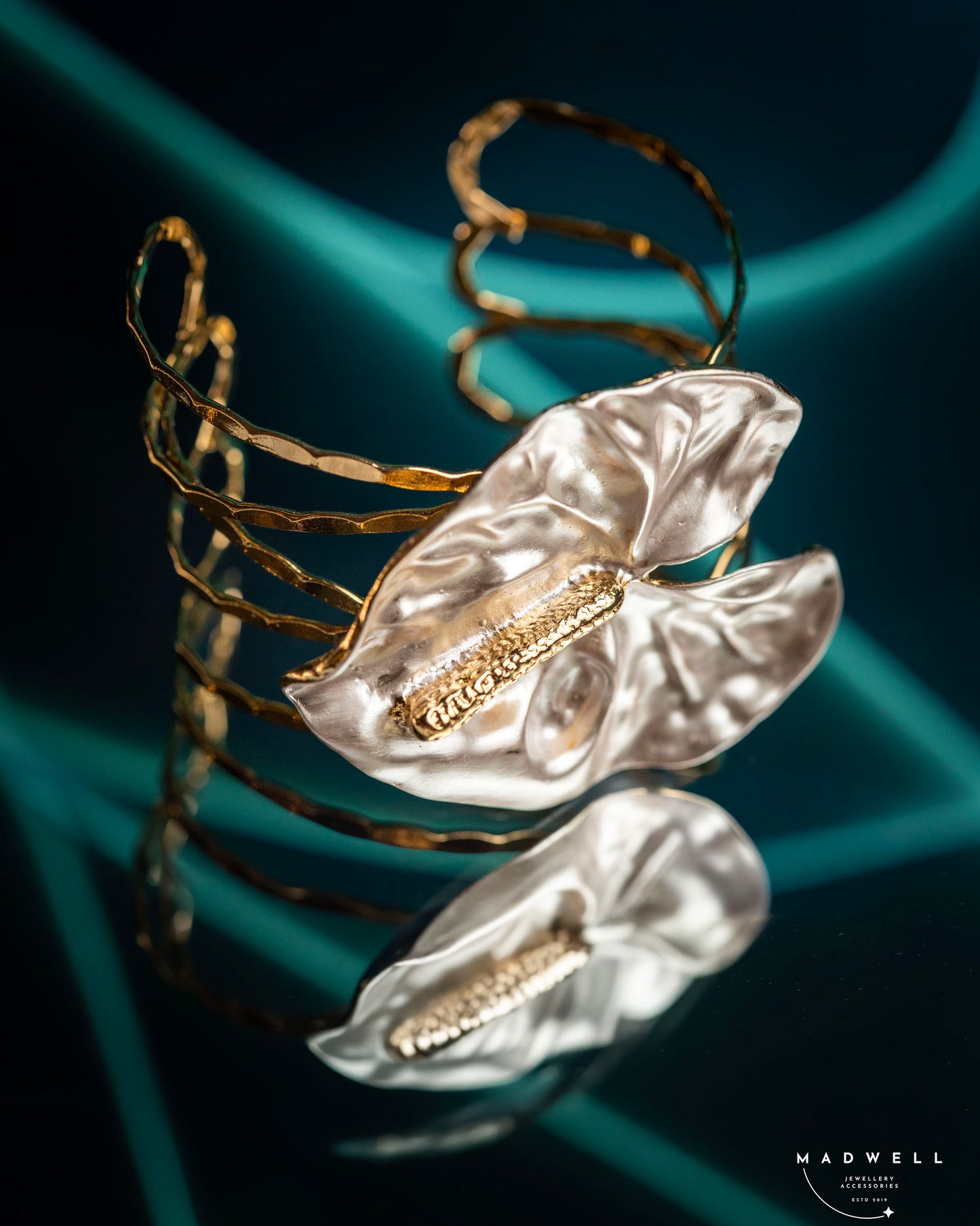 Pearl Bloom Sculptural Cuff Bracelet