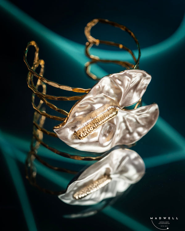 Pearl Bloom Sculptural Cuff Bracelet