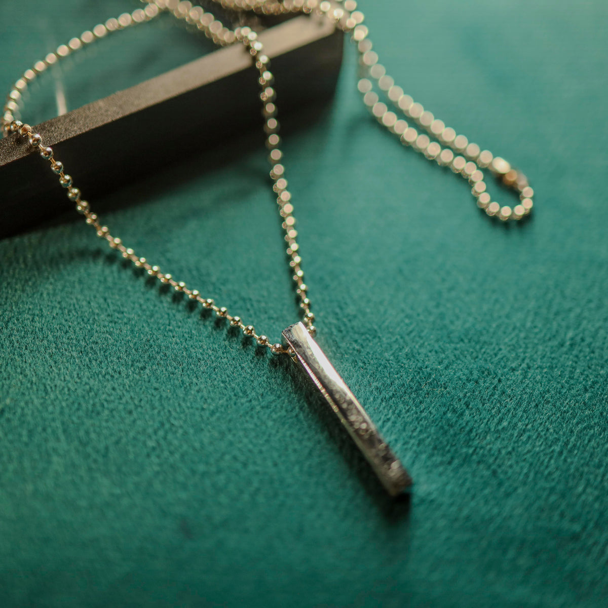 Minimalist Silver Bar Pendant Chain for Men