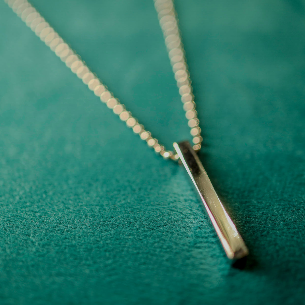 Minimalist Silver Bar Pendant Chain for Men
