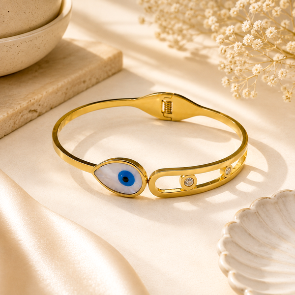 3 Golden Evil Eye Crystal Charm Bracelet (C)
