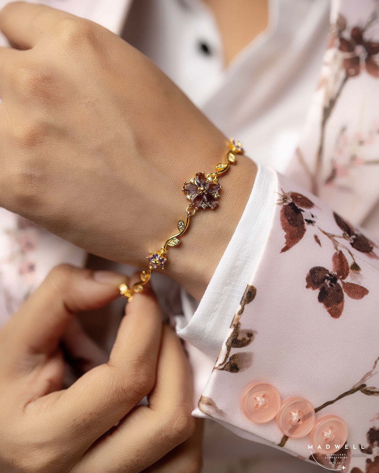 Amethyst Flower Bracelet