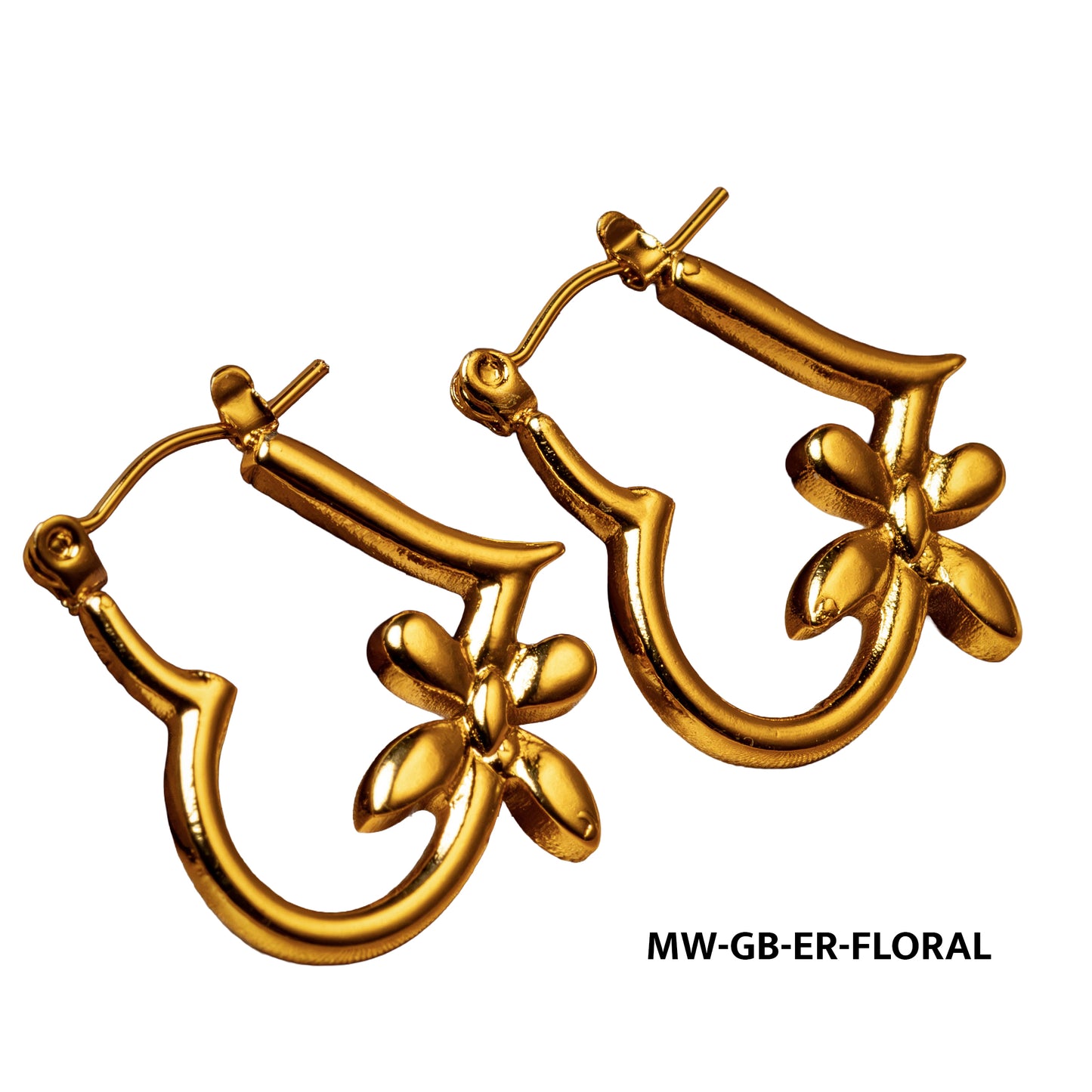 Gold Floral Hoop Earrings