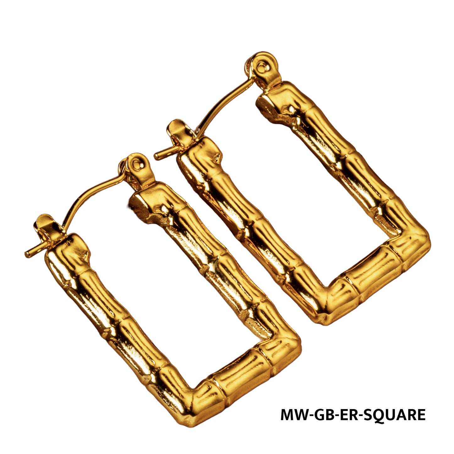 Gold Textured Square Hoop Earrings