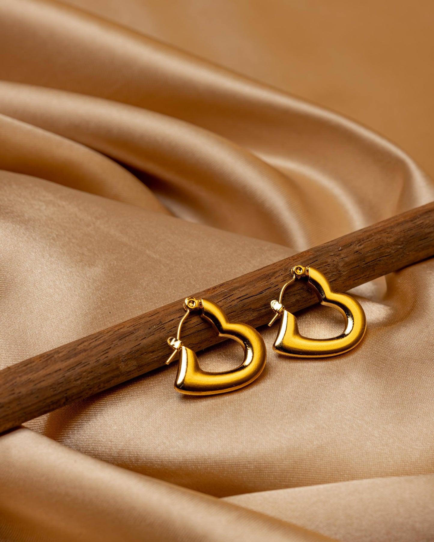 Golden Heart Hoop Earrings