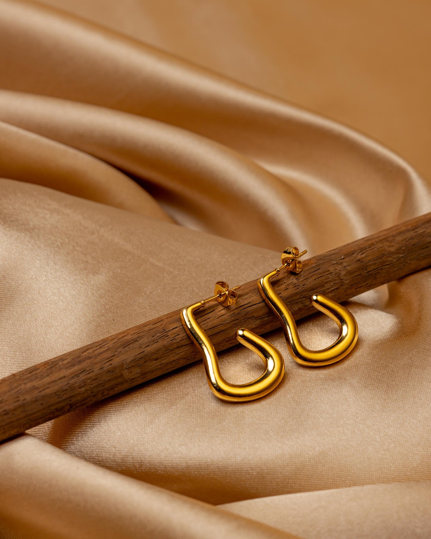 Golden Wave Drop Earrings