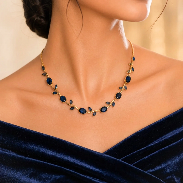 Golden Purple  Blossom Vine Necklace