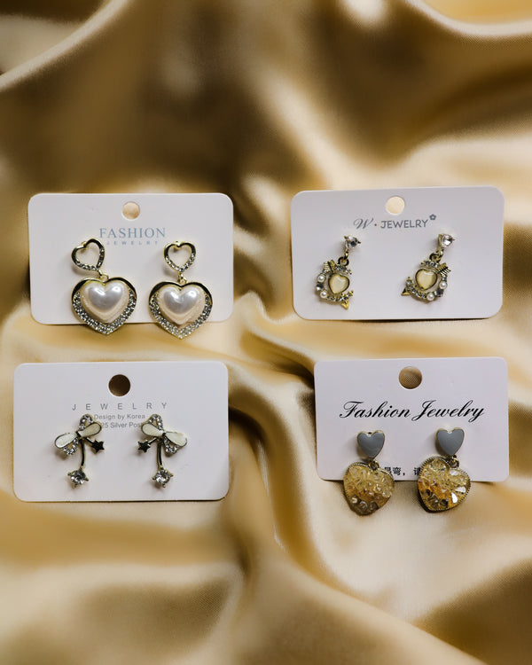 A Best Heart Elegance Earrings Combo Set (Pack of 4)