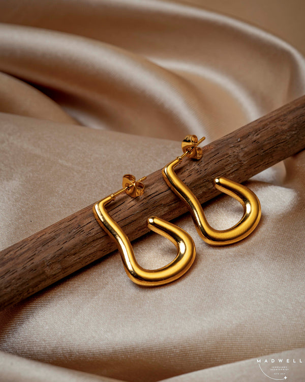 Gold S-Curve Drop Earrings