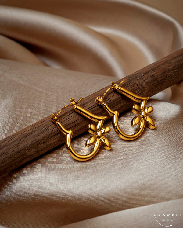 Gold Floral Hoop Earrings