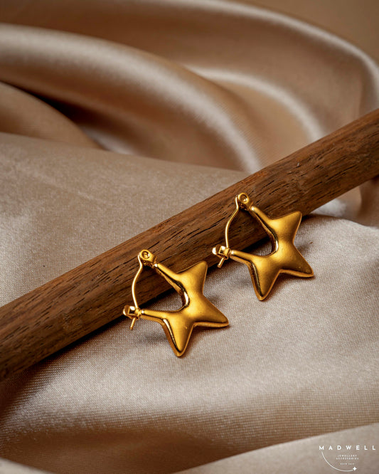 Gold StarFish Hoop Earrings