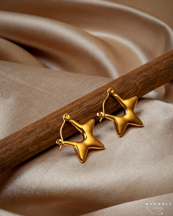 Gold StarFish Hoop Earrings
