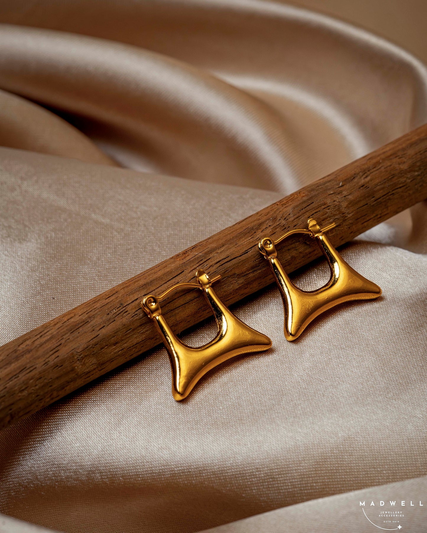 Gold Trapezium Hoop Earrings