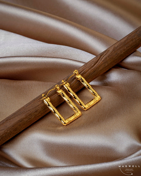 Gold Textured Square Hoop Earrings