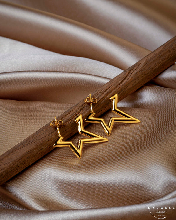 Gold Star Hoop Earrings